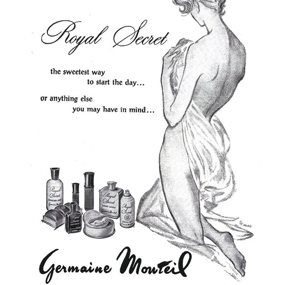 Germaine Monteil Royal Secret Cosmetics Beauty 1960s Vintage Print Ad 9 inch Tal - Picture 2 of 2